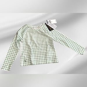 Polo Ralph Lauren Toddler Girls Green Gingham Long Sleeve Rashguard, 3T, NWT